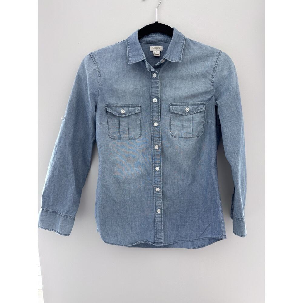 J. Crew Factory Light Wash Denim Button-Up Shirt
